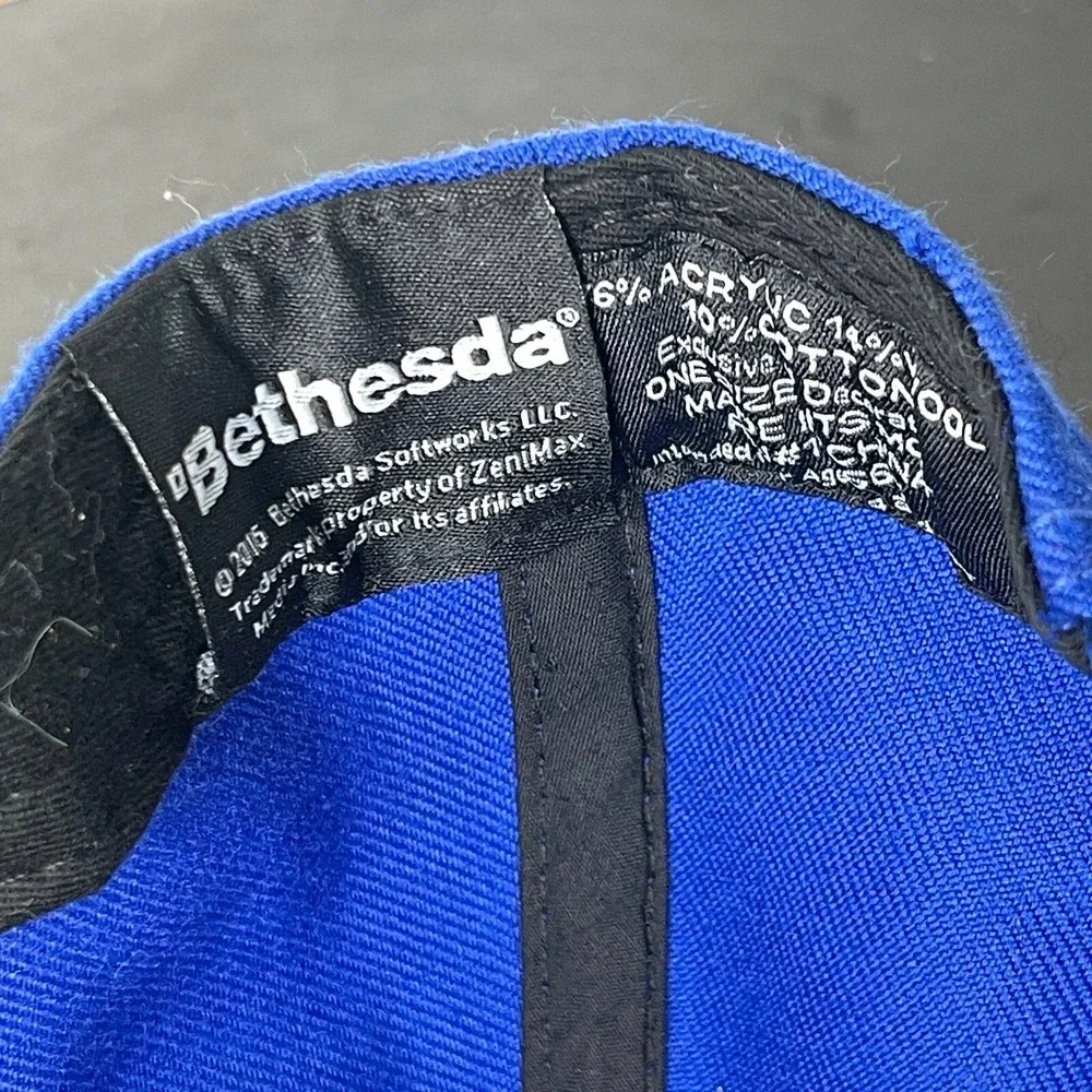 Fallout‎ 4 Vault 111 Logo Snapback Hat Blue Video Game Bethesda Twill Wool Blend